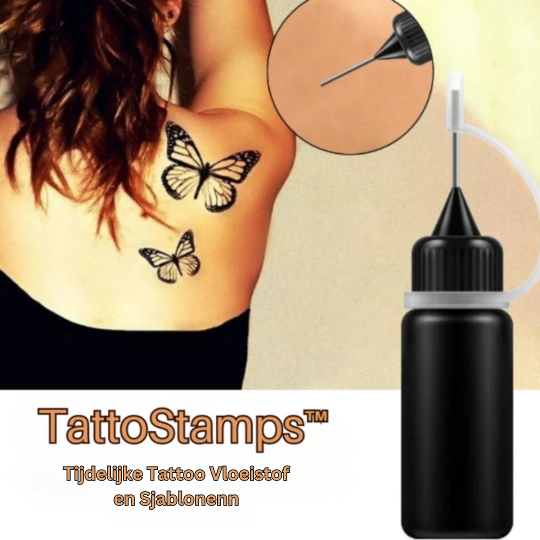 TattoStamps™ Tijdelijke Tattoo Vloeistof en Sjablonen (1+1 GRATIS)